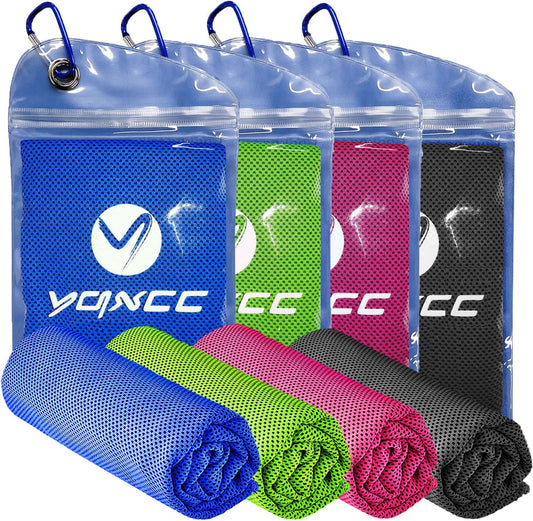 4-Pack Cooling Towels – 47"x12" Ice-Cool Microfiber for Neck Relief – Perfect for Yoga, Sports, Gym, Running & Outdoor Activities
